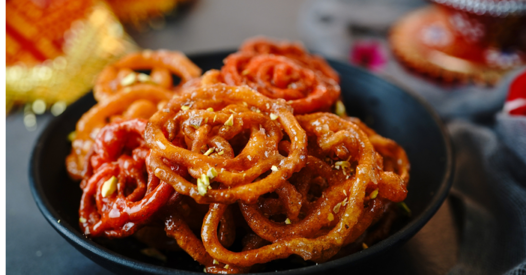 Jalebis Indian desserts made by deep-frying a wheat flour